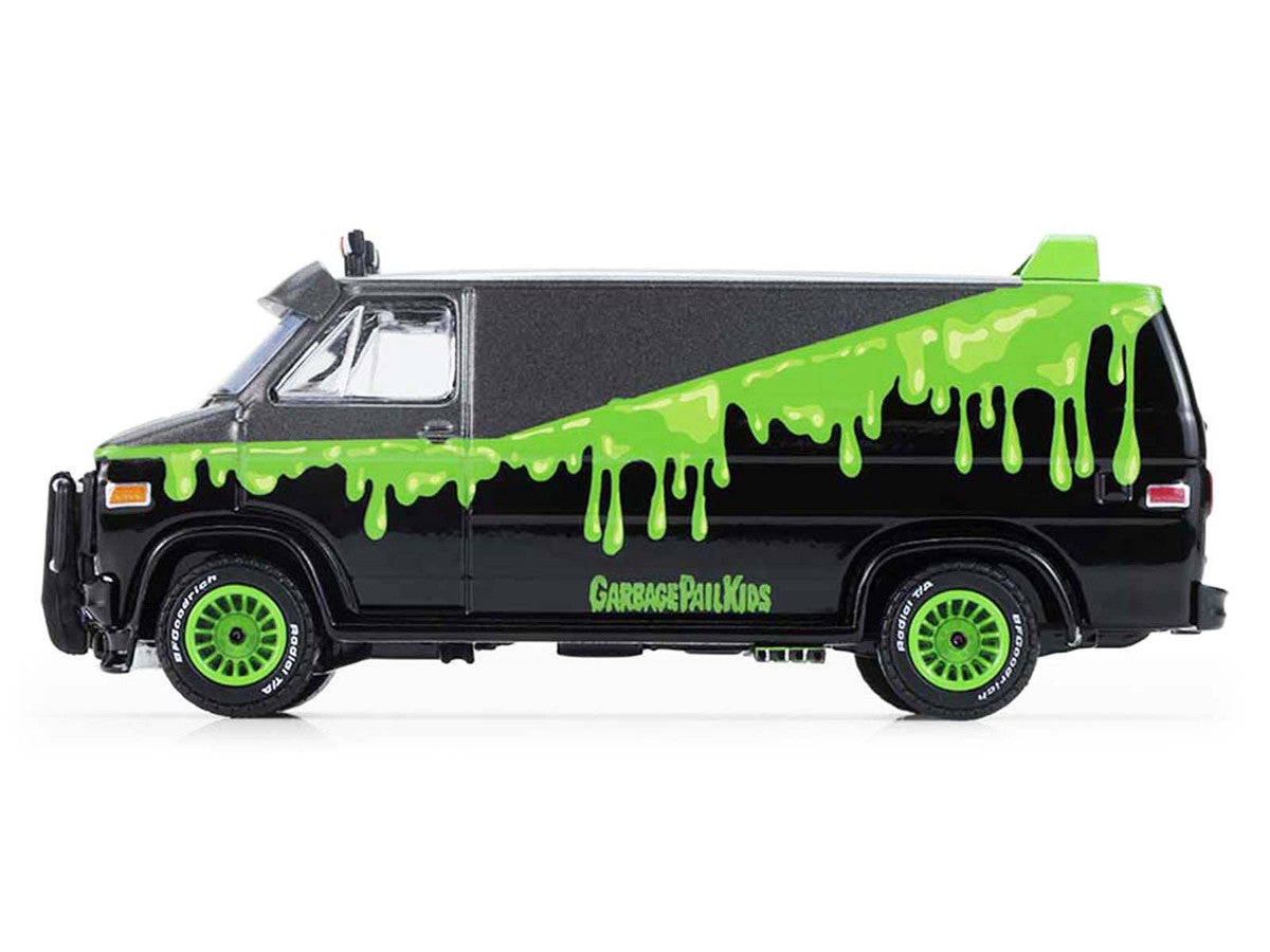 1983 GMC Vandura Van Gray Metallic and Black with Green Slime Graphics "Petey Da Fool" "Garbage Pail Kids" Series 8 1/64 Diecast Model Car by Greenlight LuxuryLifeWay Online Store