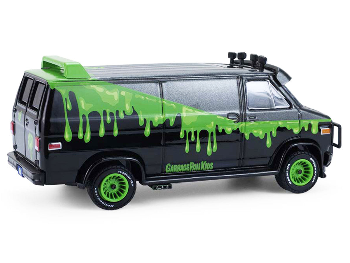 1983 GMC Vandura Van Gray Metallic and Black with Green Slime Graphics "Petey Da Fool" "Garbage Pail Kids" Series 8 1/64 Diecast Model Car by Greenlight LuxuryLifeWay Online Store