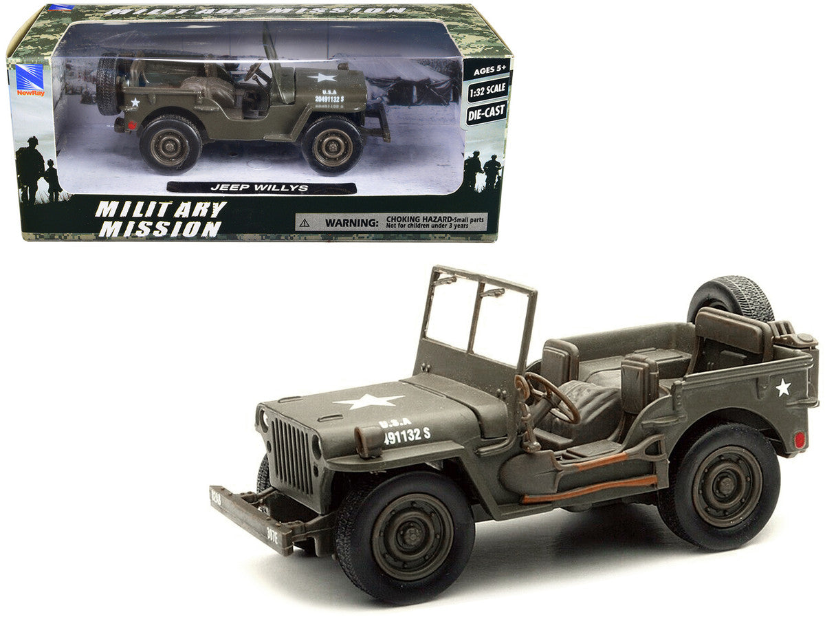Jeep Willys U.S.A. Army Green 1/32 Diecast Model Car by New Ray LuxuryLifeWay Online Store