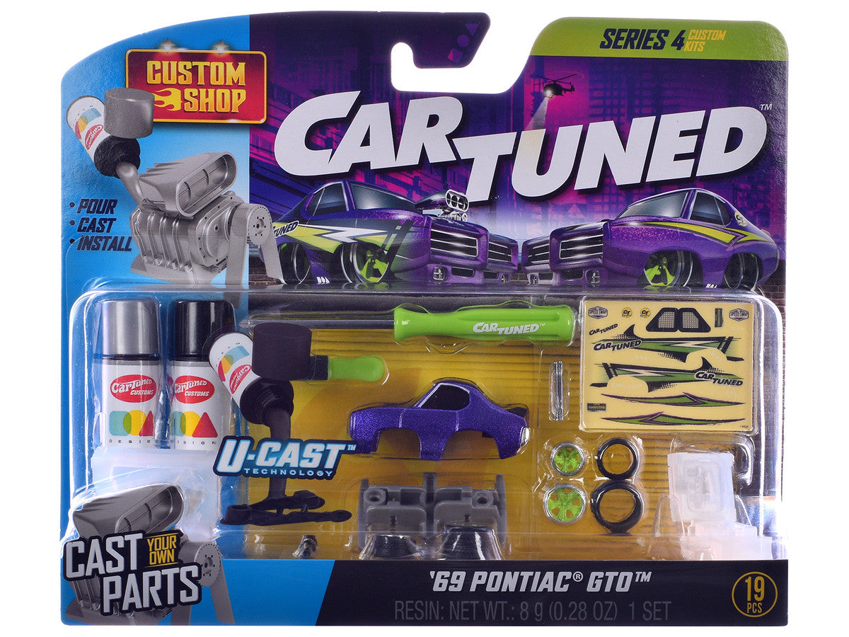 1969 Pontiac GTO Purple Metallic and 1967 Chevrolet C10 Pickup Truck Green Metallic "Custom Shop" 2 Car Set Diecast Model Cars by CarTuned LuxuryLifeWay Online Store