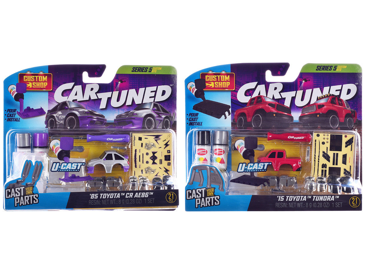 1985 Toyota CR AE86 Silver Metallic and 2015 Toyota Tundra Pickup Truck Red "Custom Shop" Series #5 Set of 2 Cars Diecast Model Cars by CarTuned LuxuryLifeWay Online Store