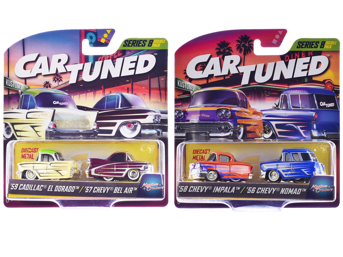 "Kustoms" Double Pack Series 8 Set of 4 Cars Diecast Model Cars by CarTuned LuxuryLifeWay Online Store