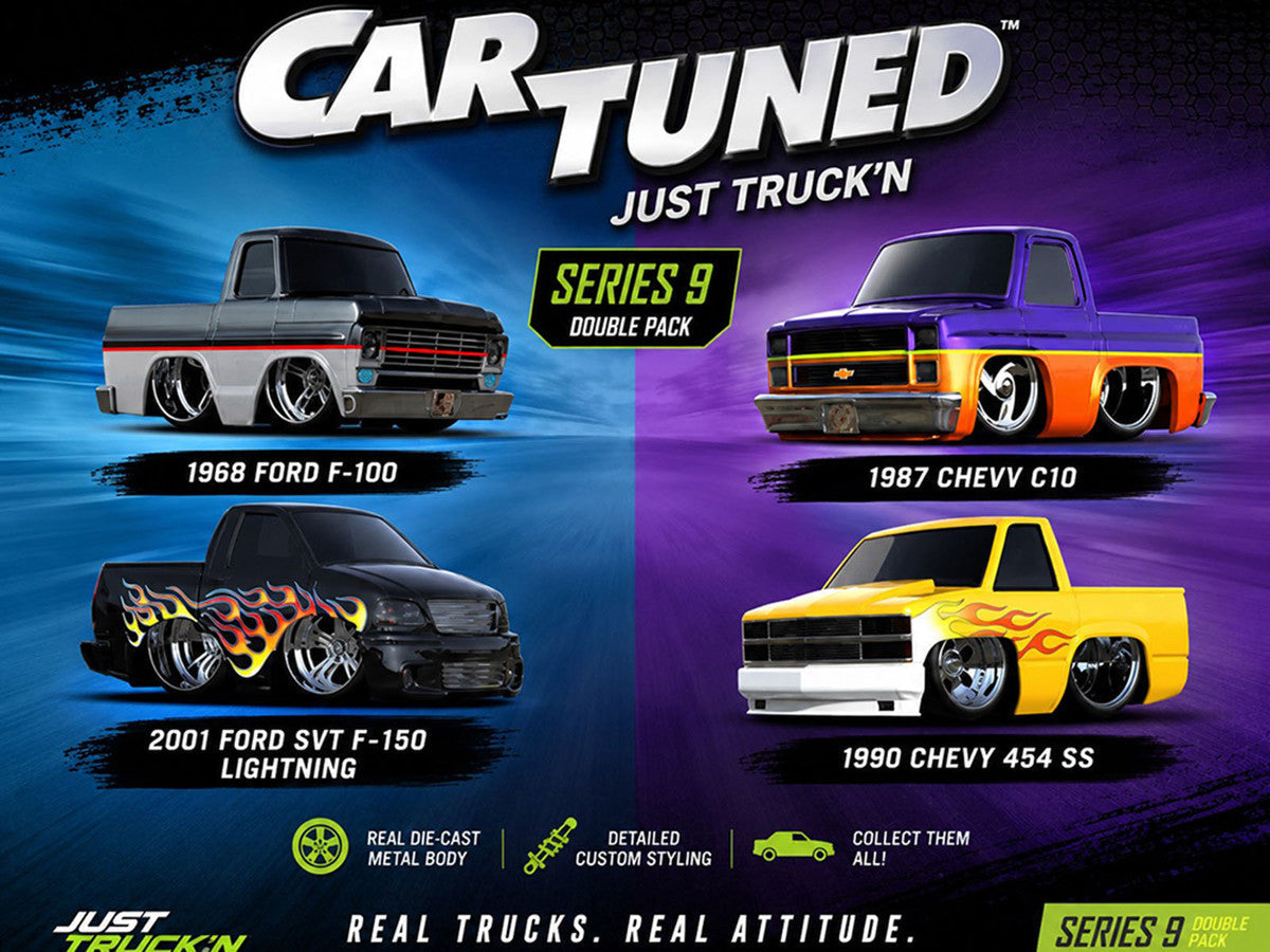 "Just Truck'n" Double Pack Series 9 Set of 4 Cars Diecast Model Cars by CarTuned LuxuryLifeWay Online Store