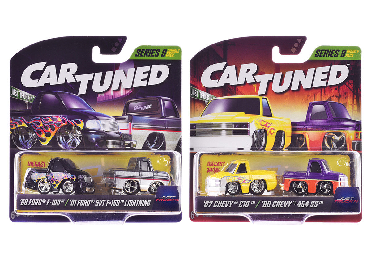 "Just Truck'n" Double Pack Series 9 Set of 4 Cars Diecast Model Cars by CarTuned LuxuryLifeWay Online Store