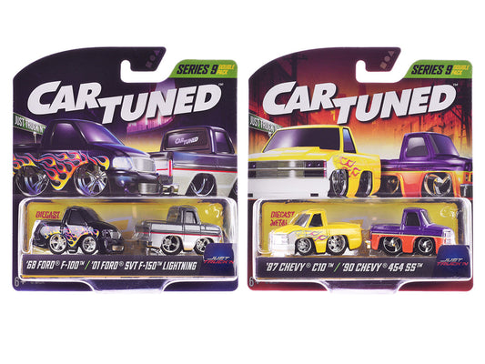 "Just Truck'n" Double Pack Series 9 Set of 4 Cars Diecast Model Cars by CarTuned LuxuryLifeWay Online Store