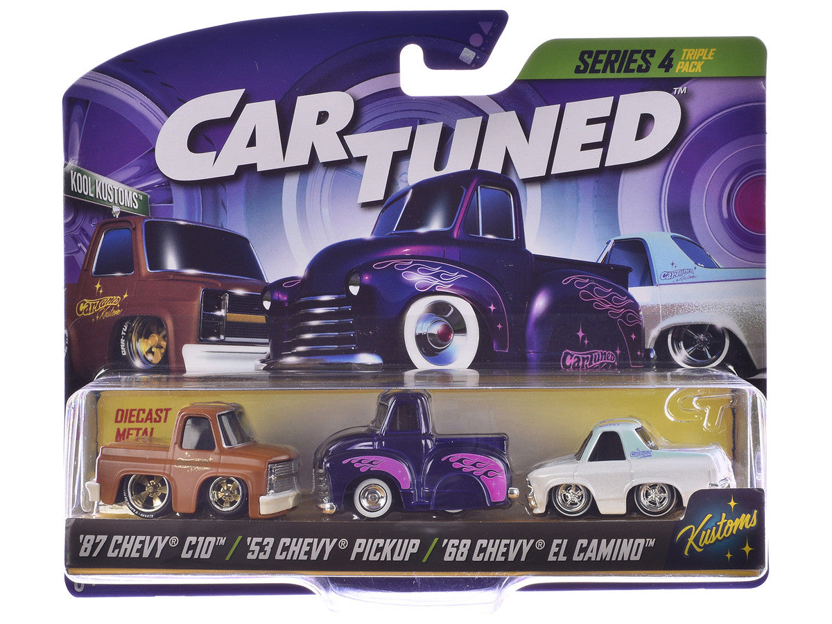"Kustoms" Series 4 Chevrolet Triple Pack Set of 3 Cars Diecast Model Cars by CarTuned LuxuryLifeWay Online Store