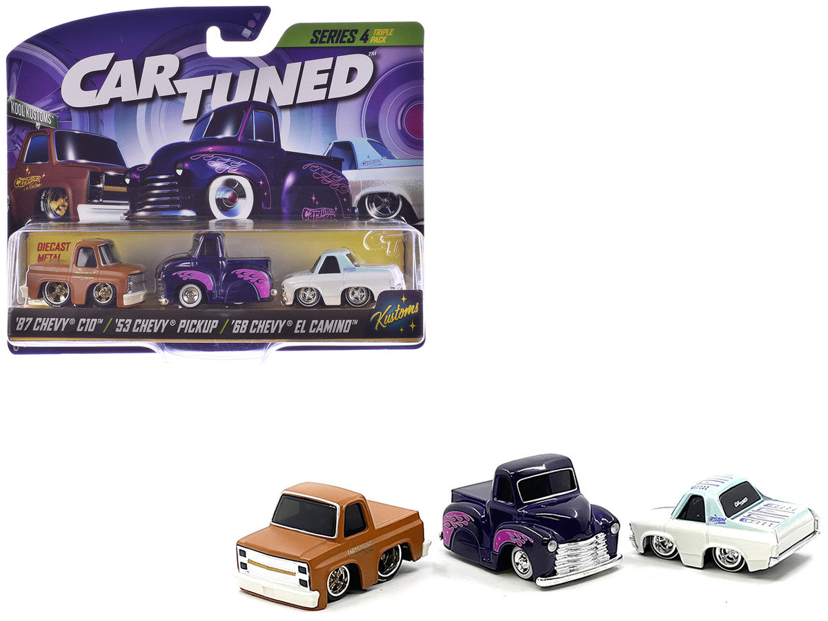 "Kustoms" Series 4 Chevrolet Triple Pack Set of 3 Cars Diecast Model Cars by CarTuned LuxuryLifeWay Online Store