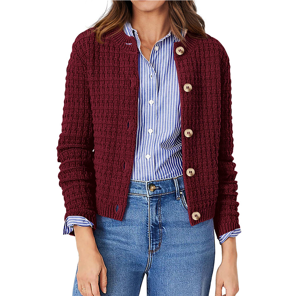 Women's Solid Color Commute Knitted Cardigan Casual Sweater Coat LuxuryLifeWay Online Store