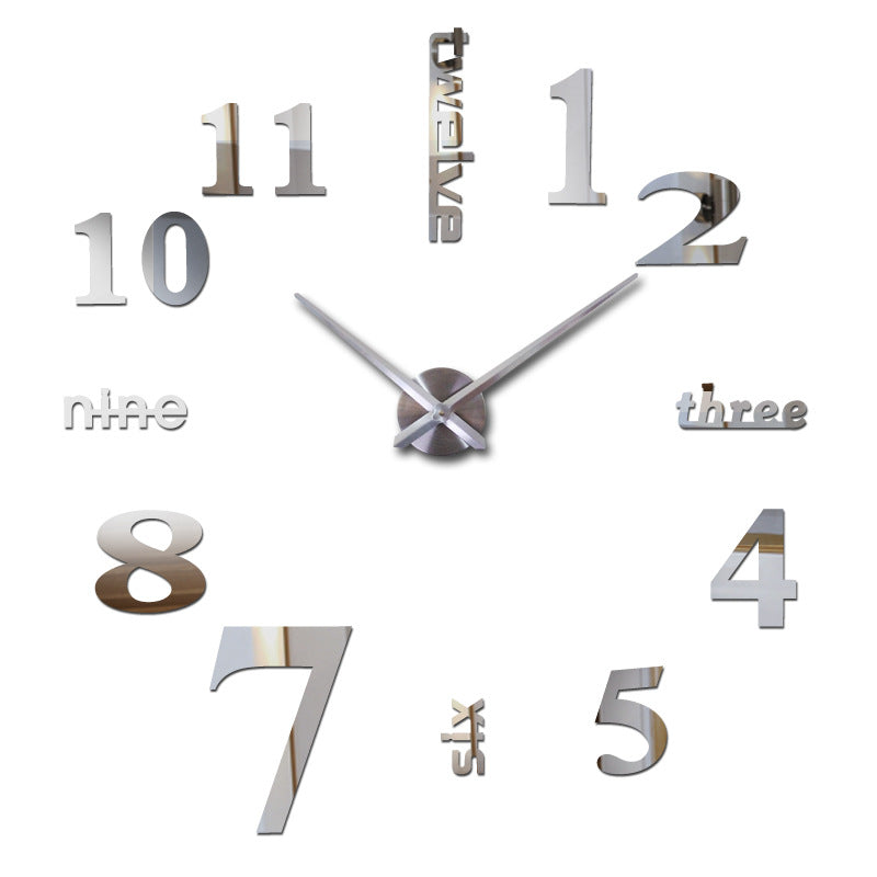 Creative acrylic mirror wall clock DIY stereo hanging PearlNestDecor.com