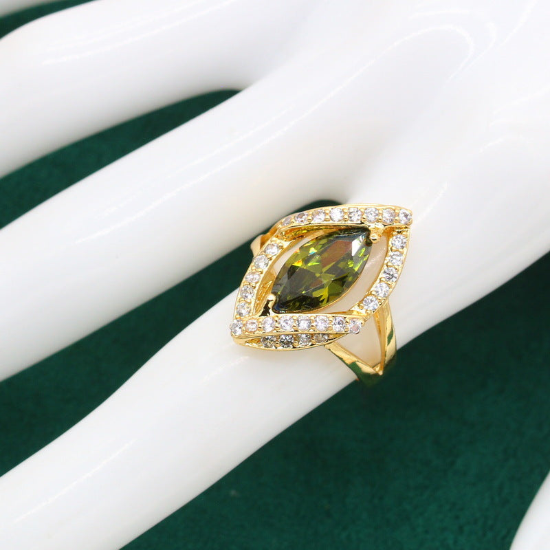 Anti-allergy AAA Zircon Bracelet Necklace Earring Ring Gold Ornament Suit LadyShow.Store