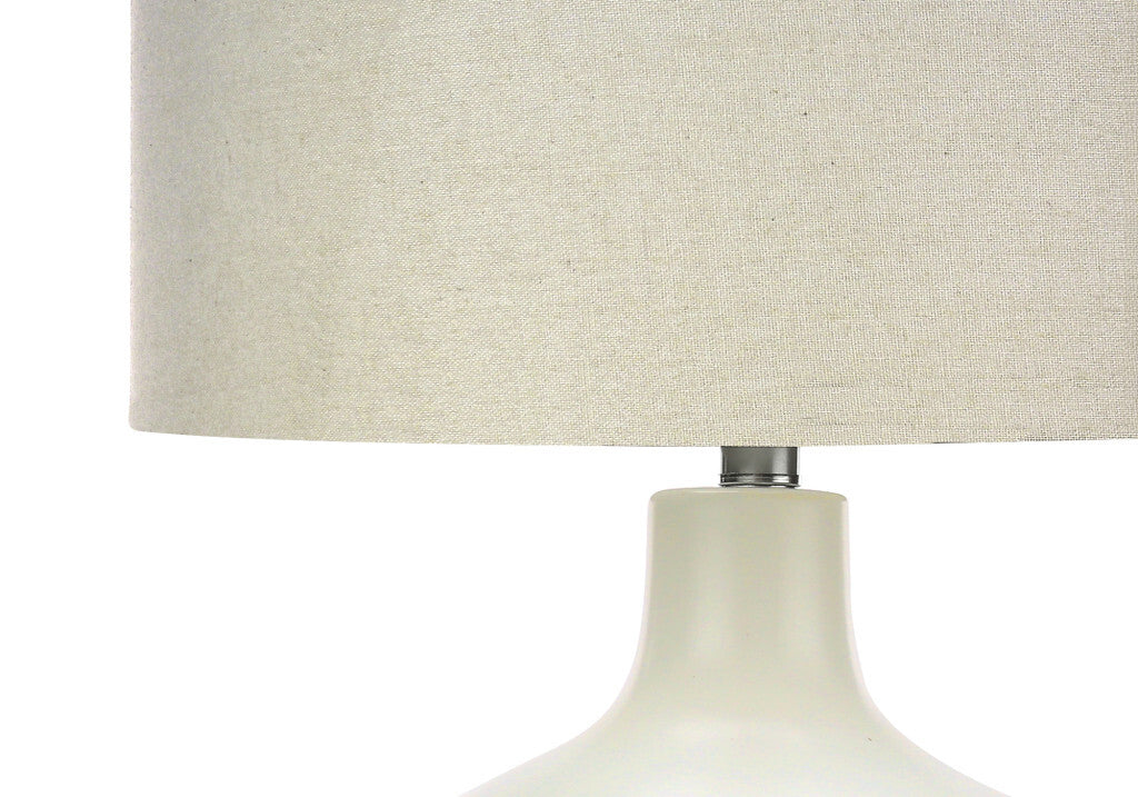 25" Cream Ceramic Gourd Table Lamp With Cream Drum Shade LuxuryLifeWay Online Store