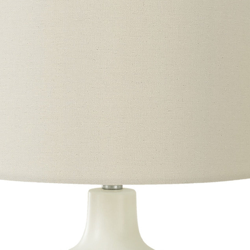 25" Cream Ceramic Gourd Table Lamp With Cream Drum Shade LuxuryLifeWay Online Store