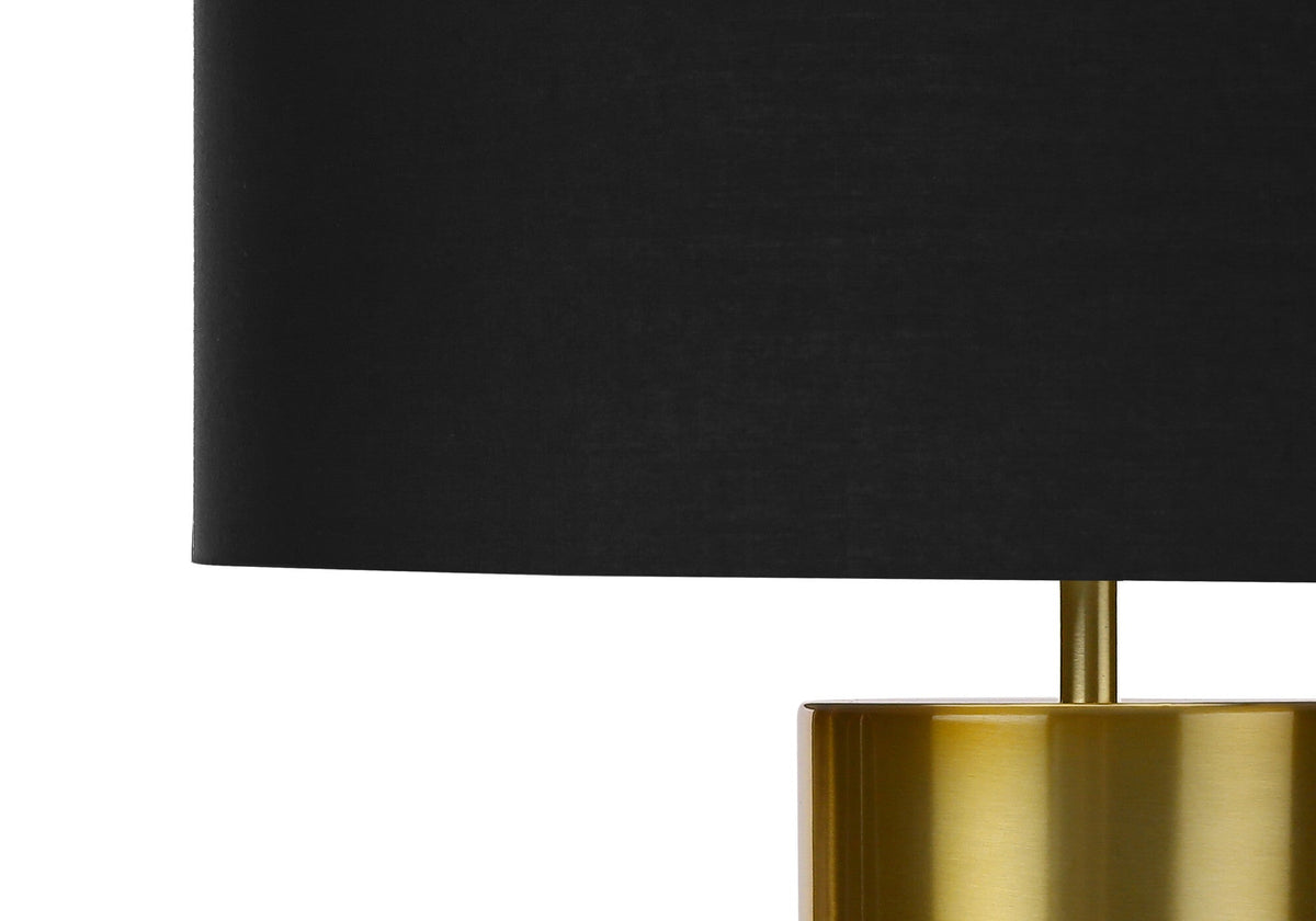 25" Black and Gold Concrete Cylinder Table Lamp With Black Drum Shade LuxuryLifeWay Online Store