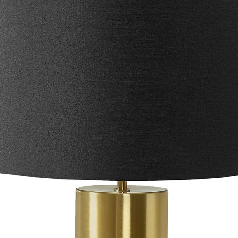 25" Black and Gold Concrete Cylinder Table Lamp With Black Drum Shade LuxuryLifeWay Online Store