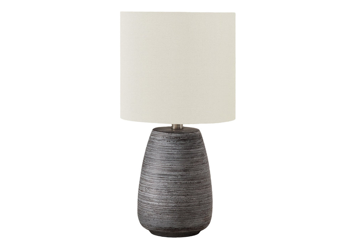 19" Gray Ceramic Round Table Lamp With Ivory Drum Shade LuxuryLifeWay Online Store