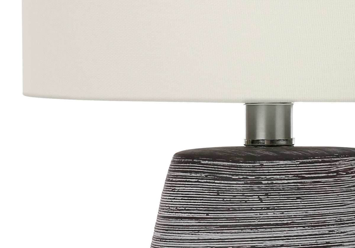 19" Gray Ceramic Round Table Lamp With Ivory Drum Shade LuxuryLifeWay Online Store