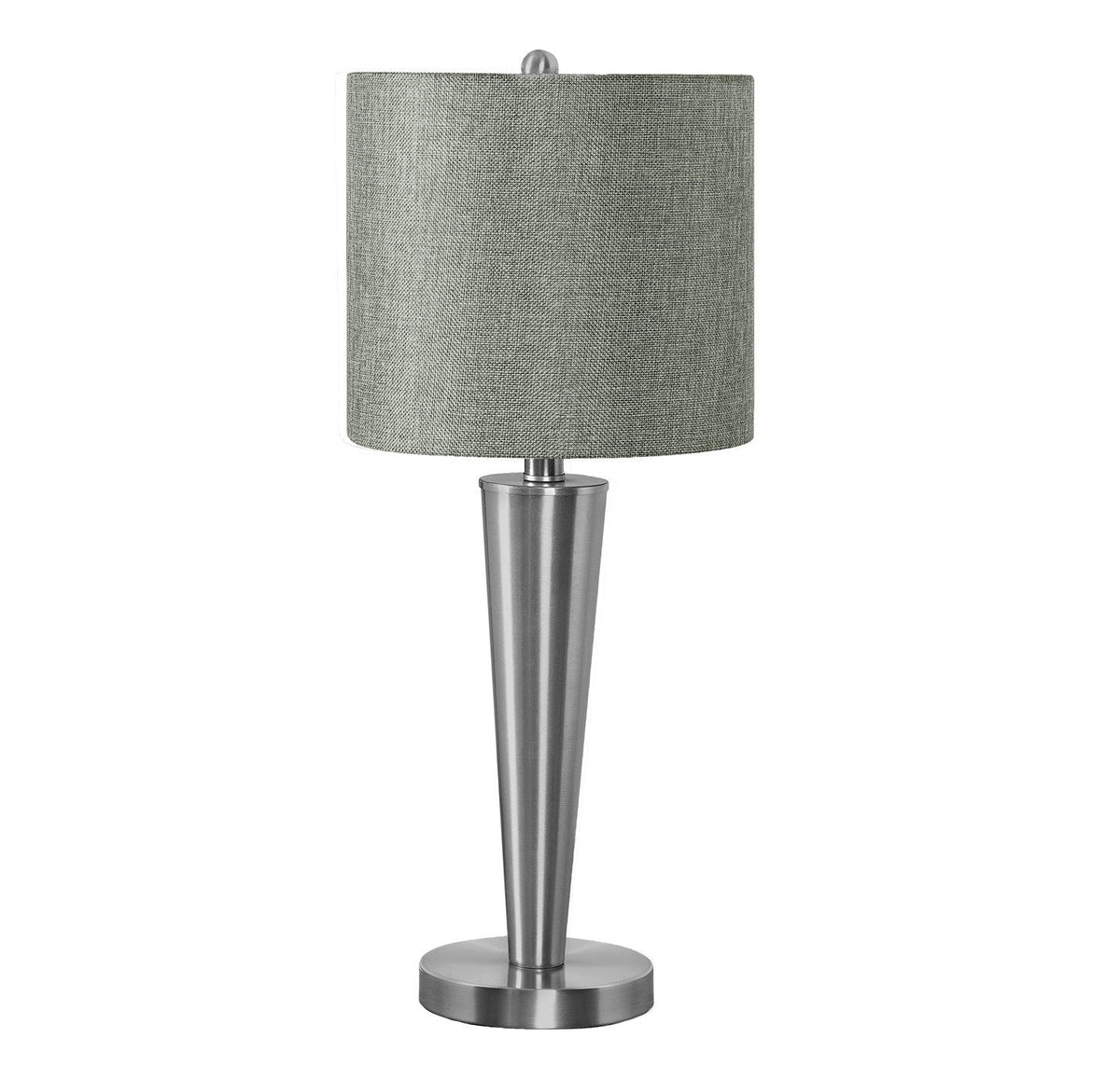 Set of Two 24" Silver Metal Candlestick USB Table Lamps With Gray Drum Shade LuxuryLifeWay Online Store
