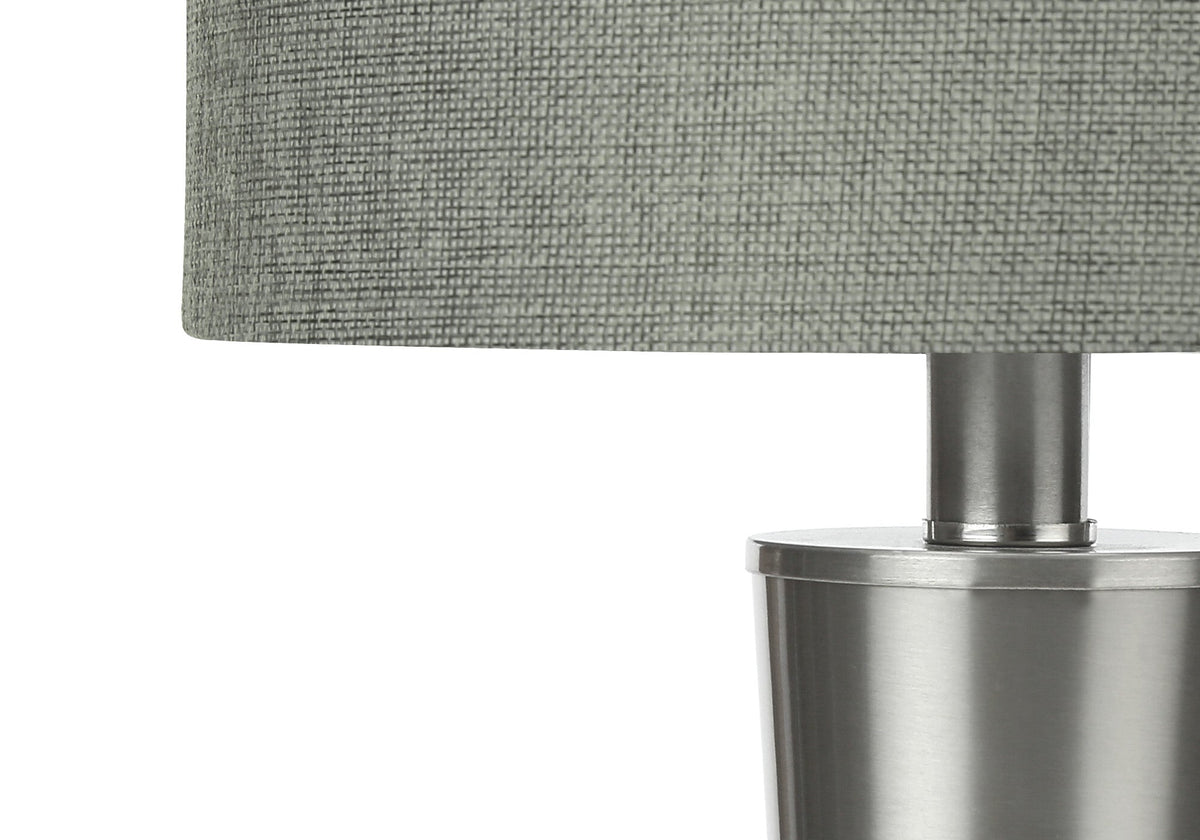 Set of Two 24" Silver Metal Candlestick USB Table Lamps With Gray Drum Shade LuxuryLifeWay Online Store