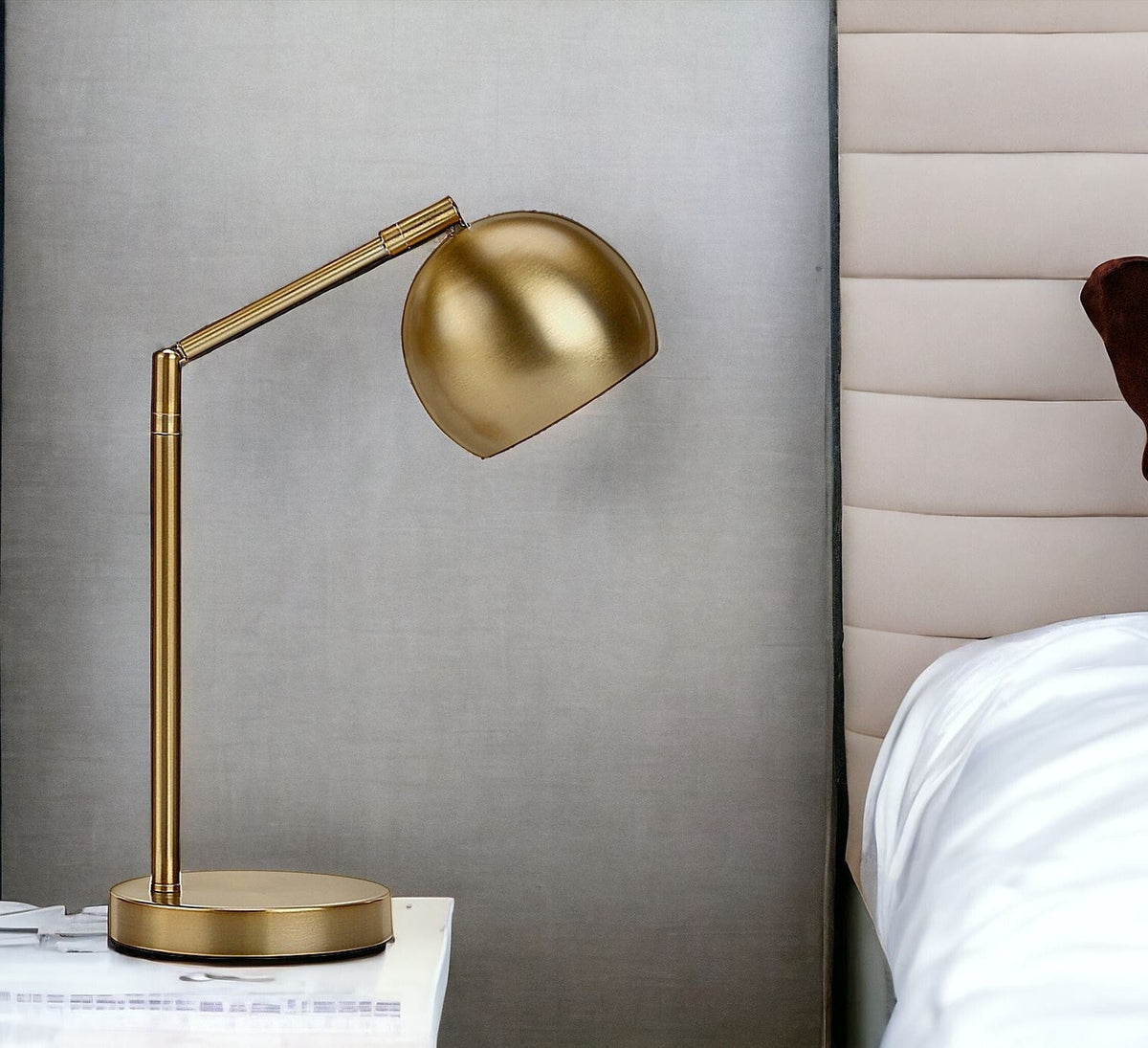 19" Gold Metal Round Table Lamp With Gold Dome Shade LuxuryLifeWay Online Store