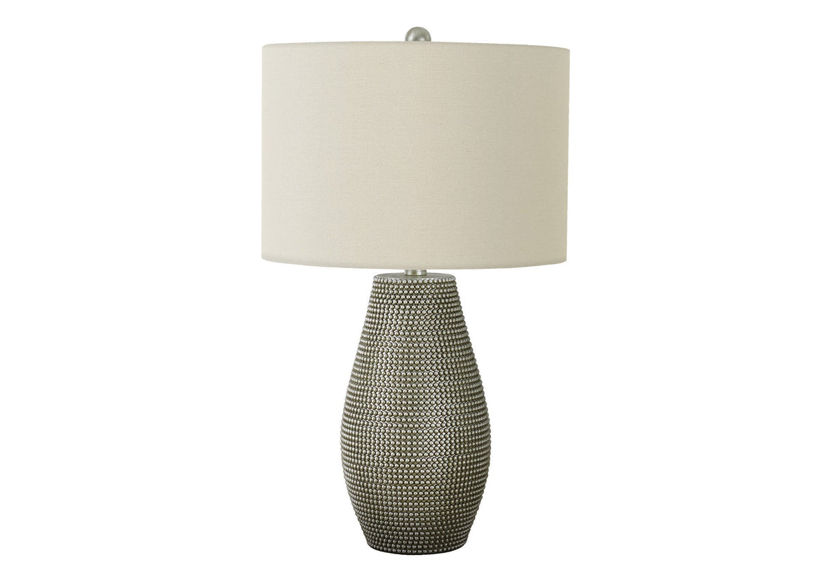 24" Gray Round Table Lamp With Ivory Drum Shade LuxuryLifeWay Online Store