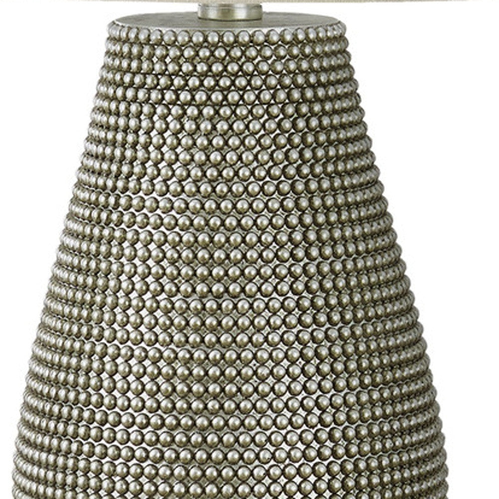 24" Gray Round Table Lamp With Ivory Drum Shade LuxuryLifeWay Online Store