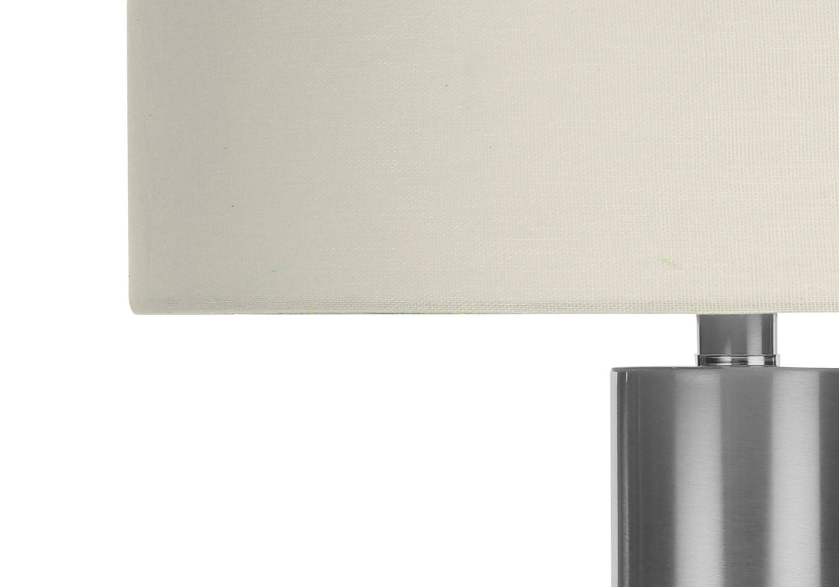 28" Silver Acrylic Cylinder Table Lamp With Ivory Drum Shade LuxuryLifeWay Online Store
