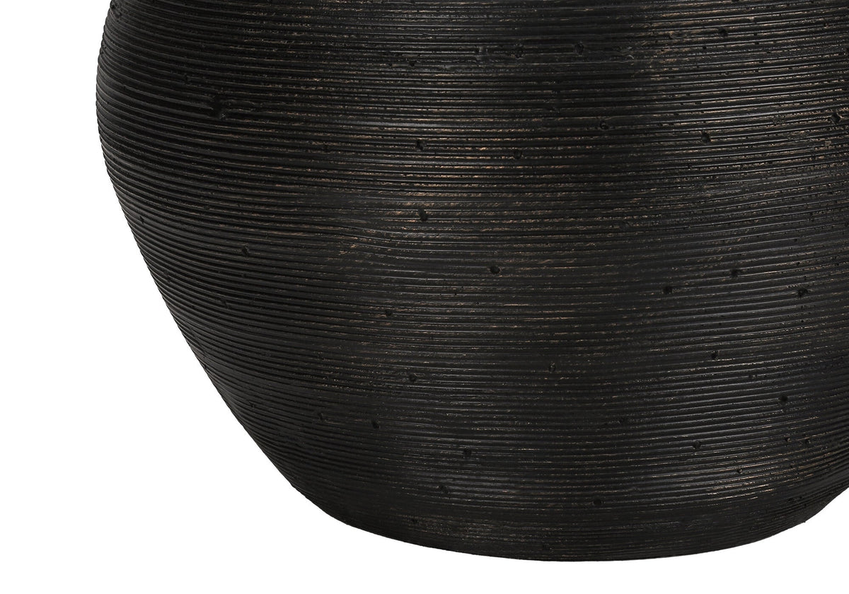 25" Black and Gold Concrete Round Table Lamp With Ivory Drum Shade LuxuryLifeWay Online Store