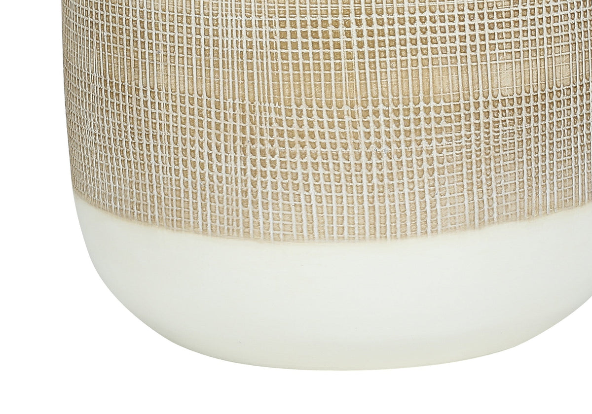 27" Brown and White Ceramic Round Table Lamp With Beige Drum Shade LuxuryLifeWay Online Store