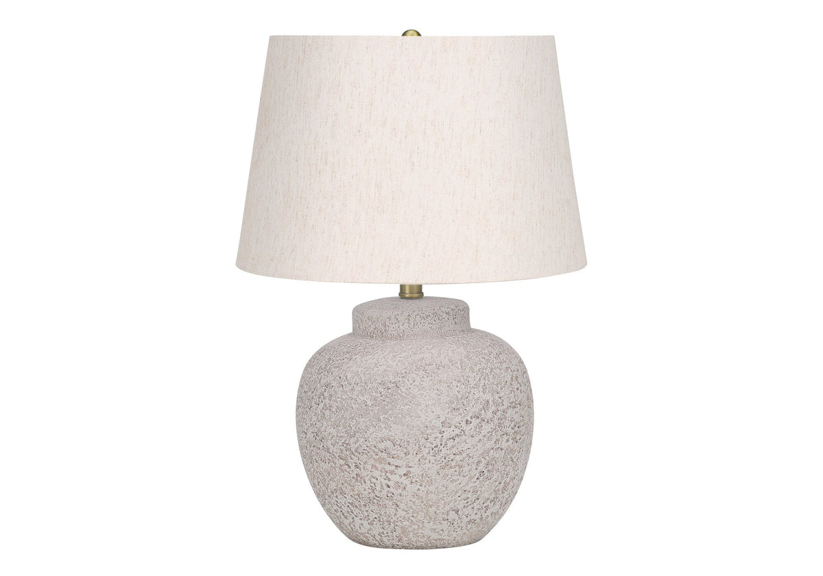 22" Cream Concrete Urn Table Lamp With Cream Abstract Empire Shade LuxuryLifeWay Online Store