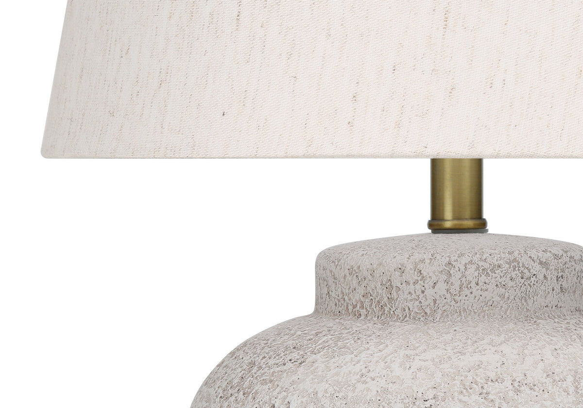 22" Cream Concrete Urn Table Lamp With Cream Abstract Empire Shade LuxuryLifeWay Online Store