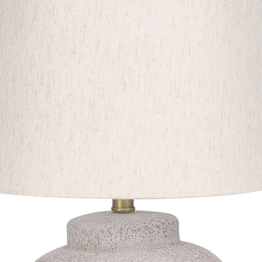 22" Cream Concrete Urn Table Lamp With Cream Abstract Empire Shade LuxuryLifeWay Online Store