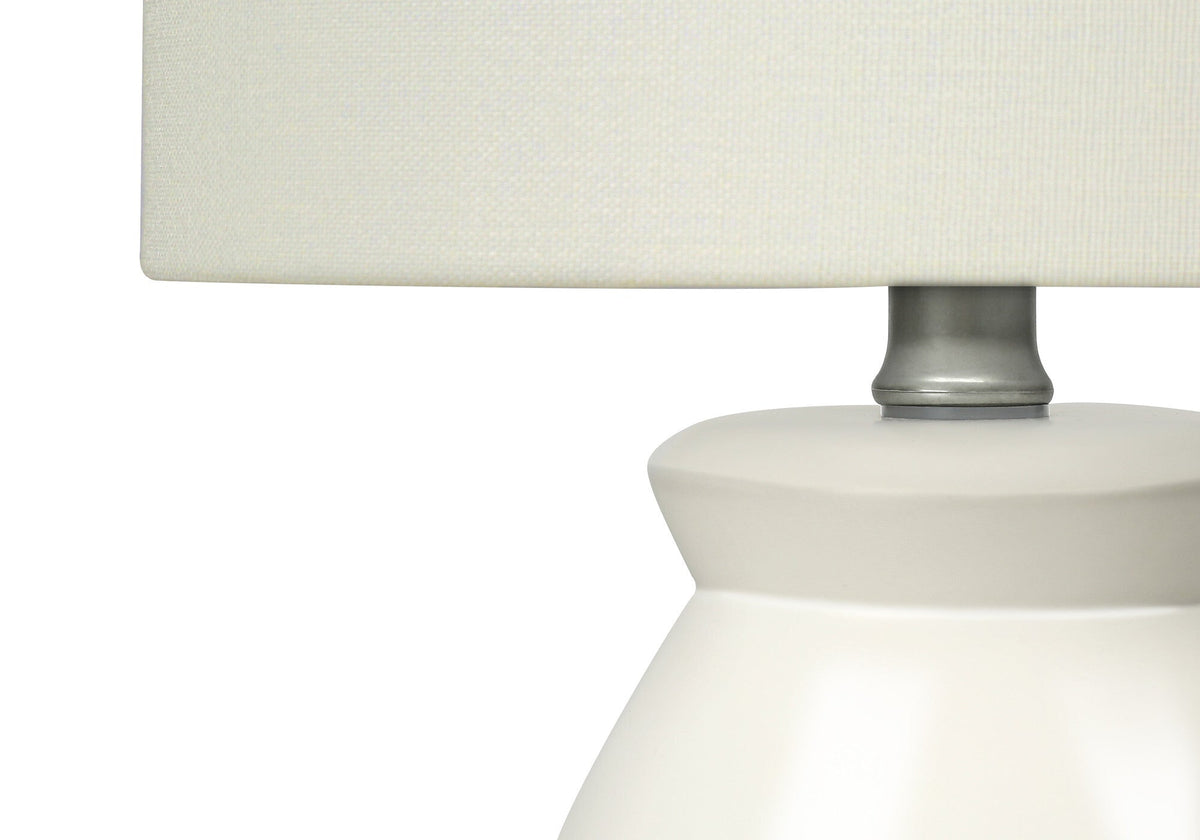 17" Cream Ceramic Geometric Table Lamp With Cream Drum Shade LuxuryLifeWay Online Store