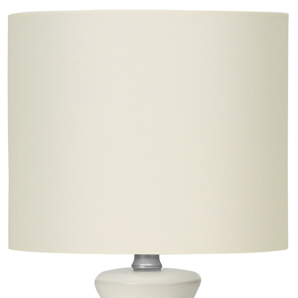 17" Cream Ceramic Geometric Table Lamp With Cream Drum Shade LuxuryLifeWay Online Store