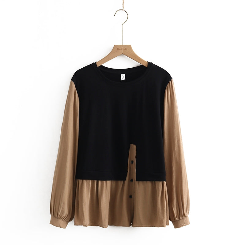Large Women's Loose Slim Long Sleeve T-Shirt Pi-Mart