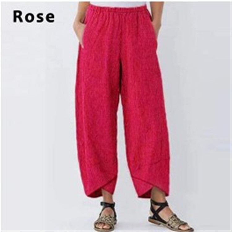 Wide Leg Pants Loose Casual Cotton Linen NorixaFashion.com