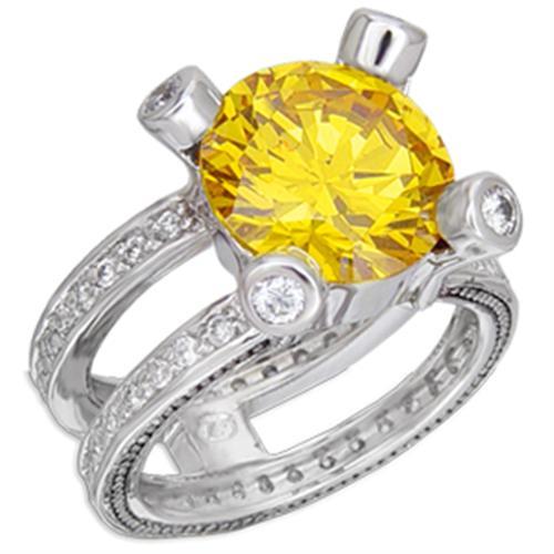 54909 - Rhodium + Ruthenium Brass Ring with AAA Grade CZ  in Topaz LuxuryLifeWay Online Store