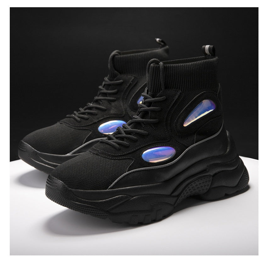 High help flying woven breathable sports casual couple tide shoes set foot socks shoes men Best YouTube Store