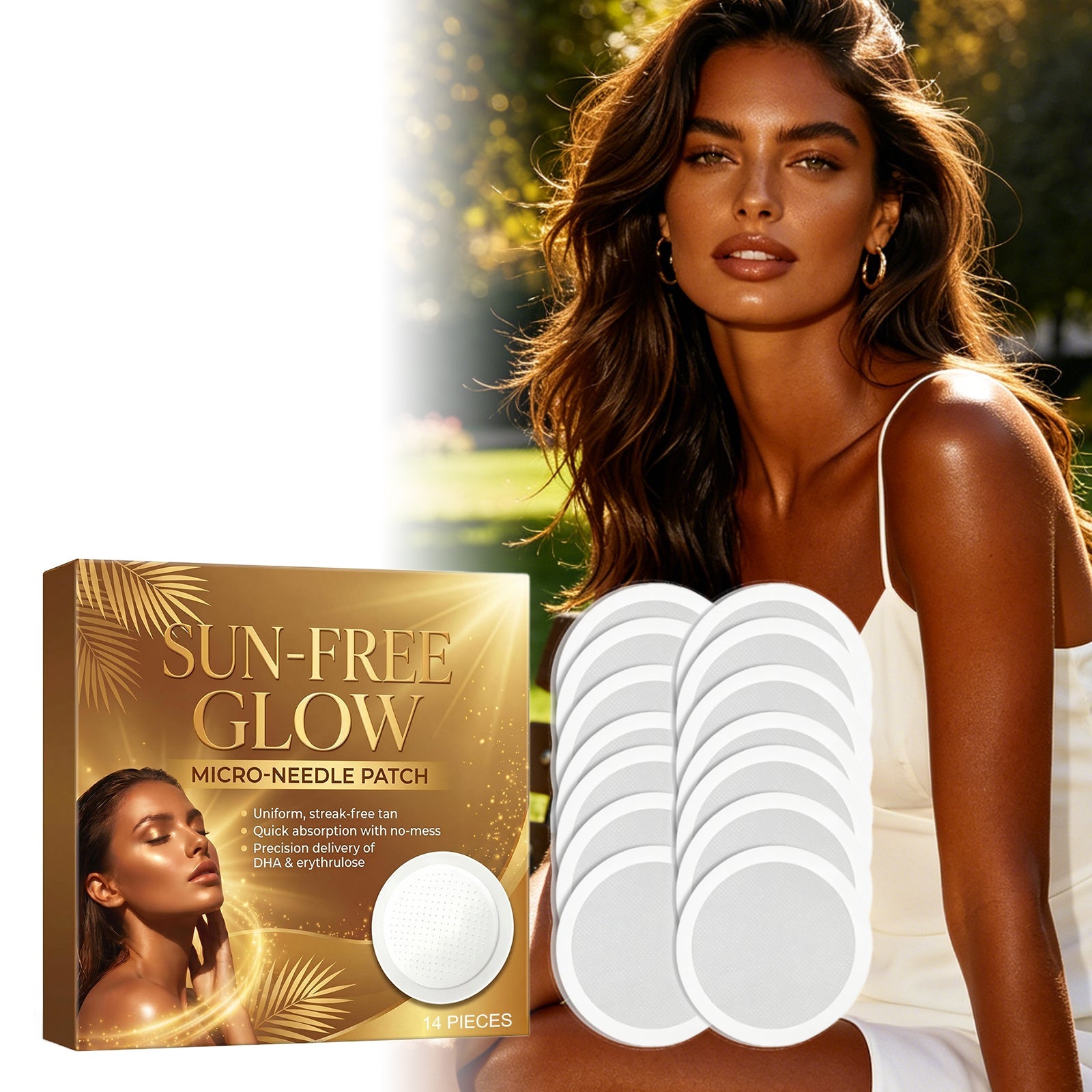 Sun-Free Tanning Microneedle Patch 14pcs Tri Light Beauty