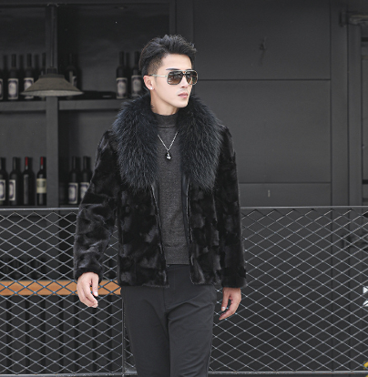 Men's Faux Fur Coat, Trendy Mid-Length Fashion Jacket Pi-Mart