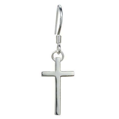 Single silver earring simple cross
