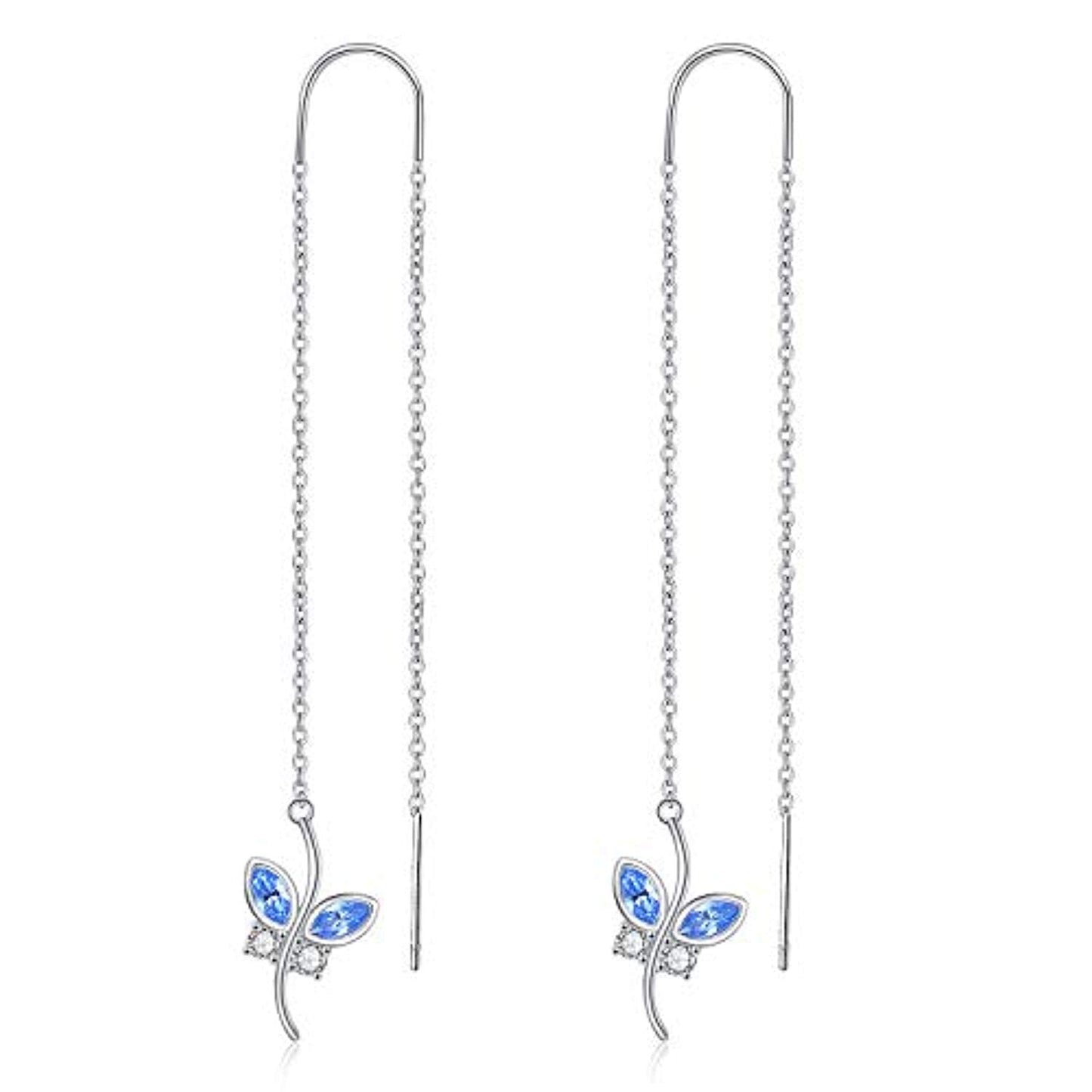 Butterfly with Simulated Crystal from Austria in White Gold Plated Sterling Silver LadyShow.Store