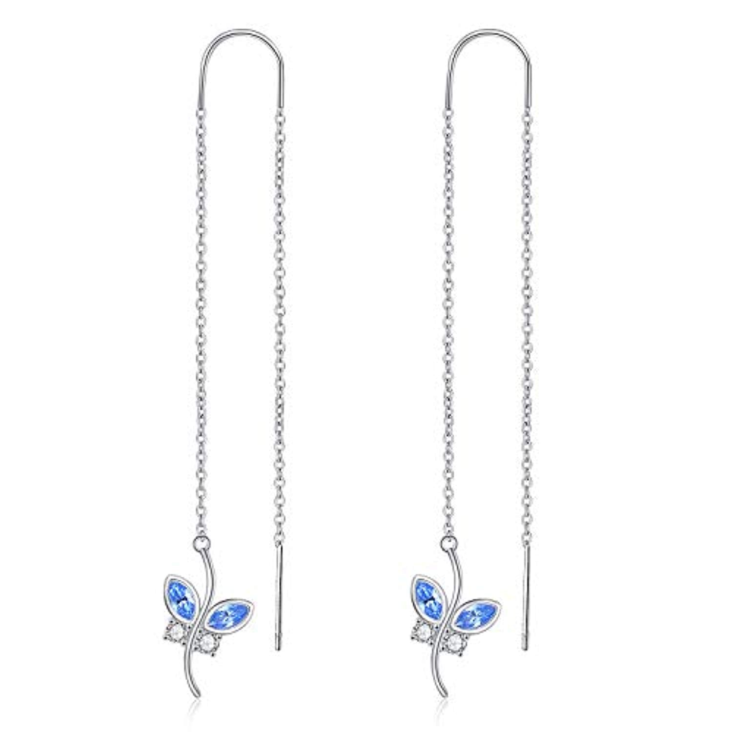 Butterfly with Simulated Crystal from Austria in White Gold Plated Sterling Silver LadyShow.Store