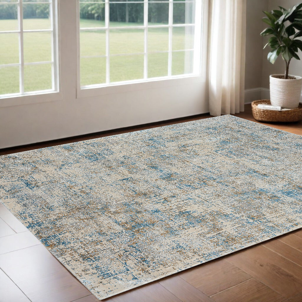 2' X 3' Blue and Ivory Abstract Area Rug LuxuryLifeWay Online Store