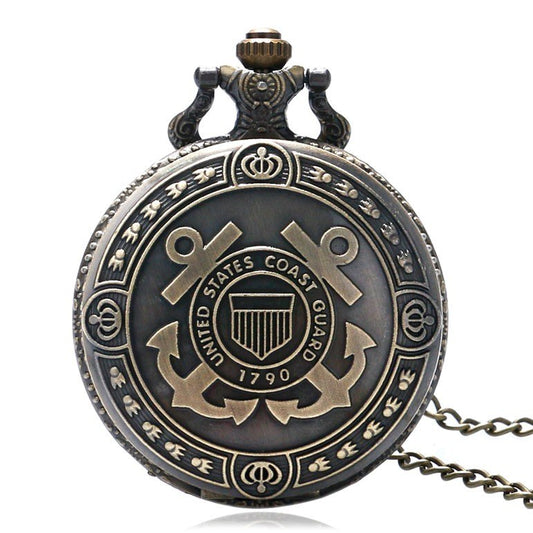 Hot Sale Bronze United States Coast Guard 1790 Theme Pocket Watch Men Navy Creative Gift for Women Fob Watches CJD2