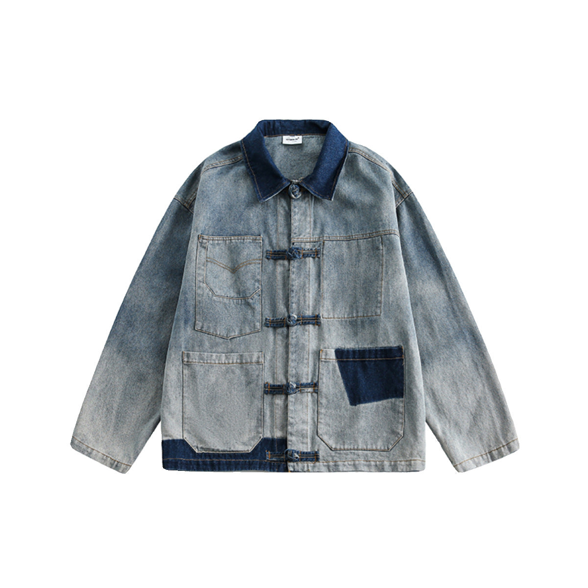 Vintage Chinese Style Loose Denim Jacket for Women Pi-Mart