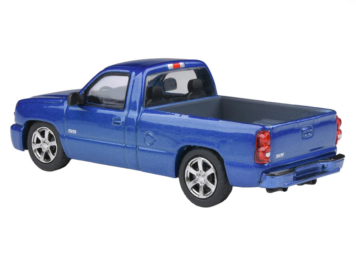 2006 Chevrolet Silverado 'Cateye' Pickup Truck Ming Blue Metallic 1/64 Diecast Model Car by Paragon Models LuxuryLifeWay Online Store