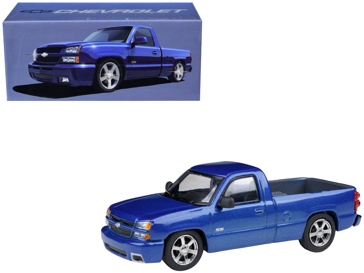 2006 Chevrolet Silverado 'Cateye' Pickup Truck Ming Blue Metallic 1/64 Diecast Model Car by Paragon Models LuxuryLifeWay Online Store