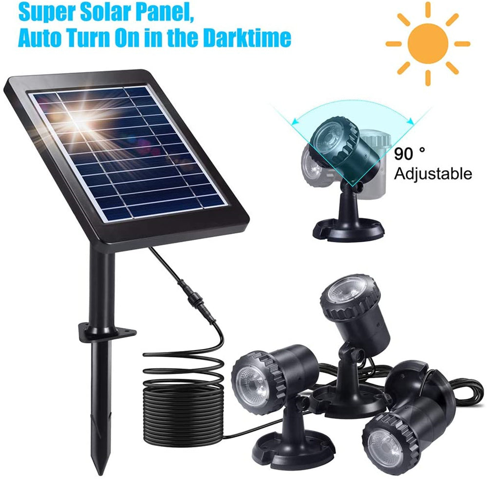 Submersible RGB Solar Garden Spotlights for Pathway Lighting Pi-Mart