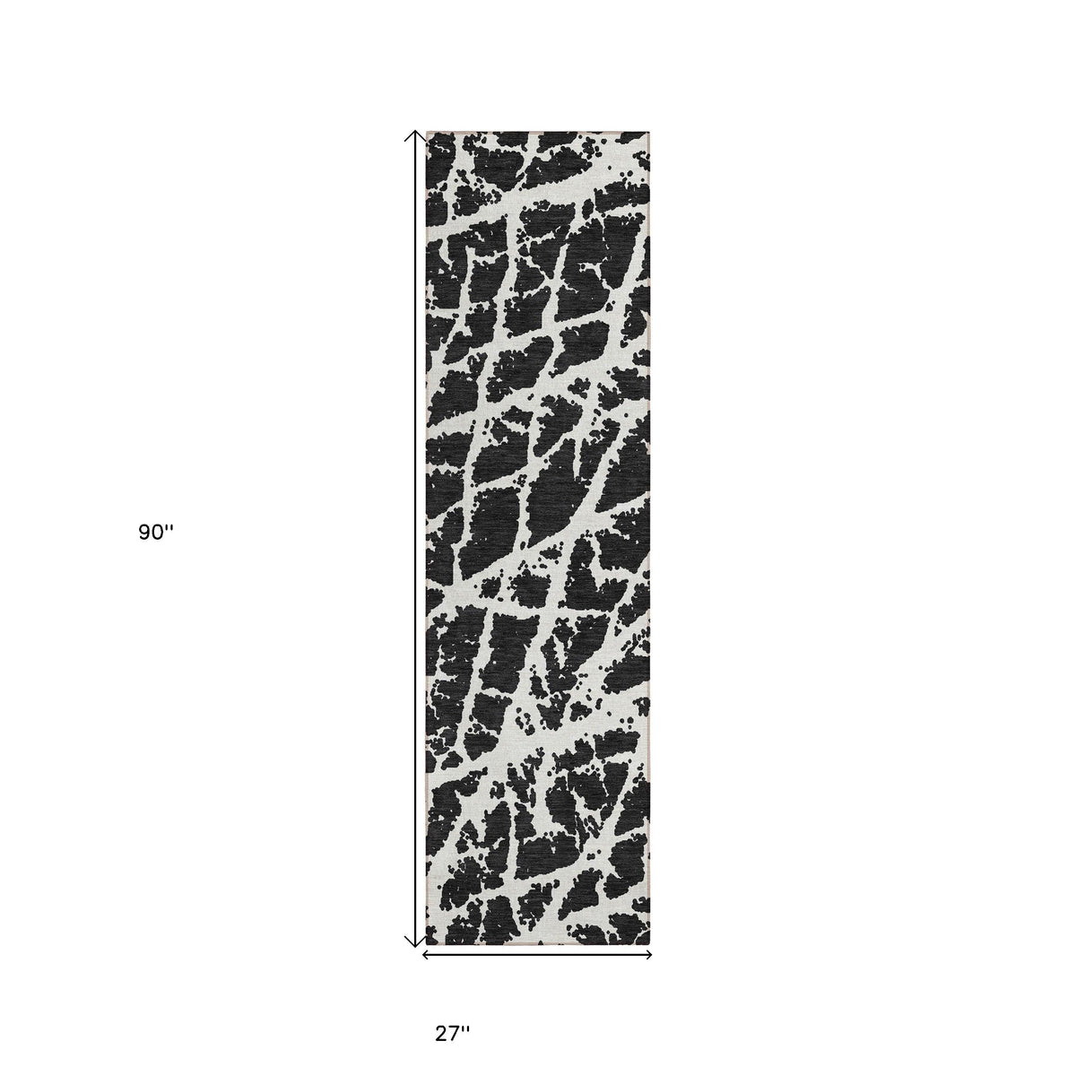 8' Runner Black and White Abstract Washable Non Skid Indoor Outdoor Runner Rug LuxuryLifeWay Online Store