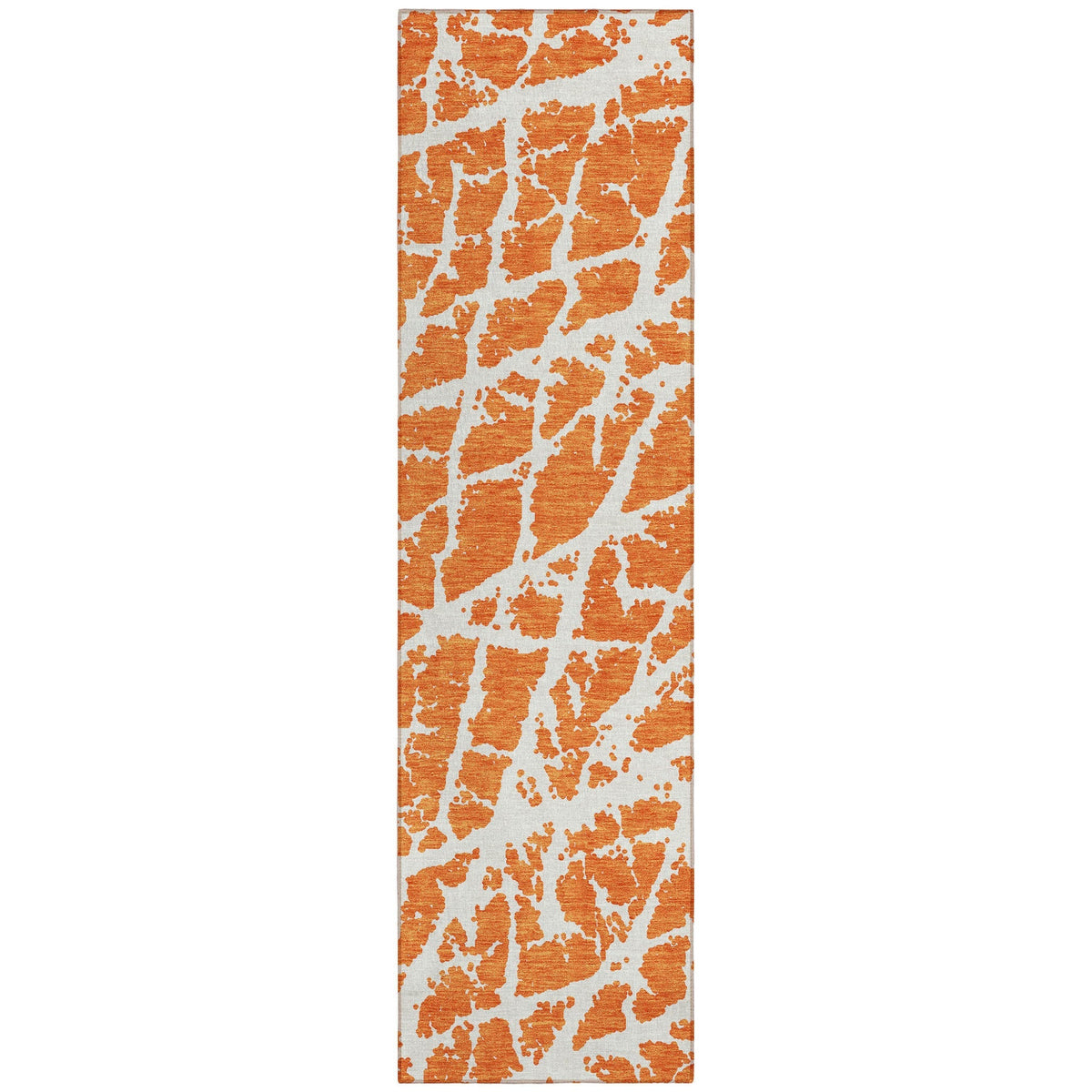 8' Runner Orange and White Abstract Washable Non Skid Indoor Outdoor Runner Rug LuxuryLifeWay Online Store